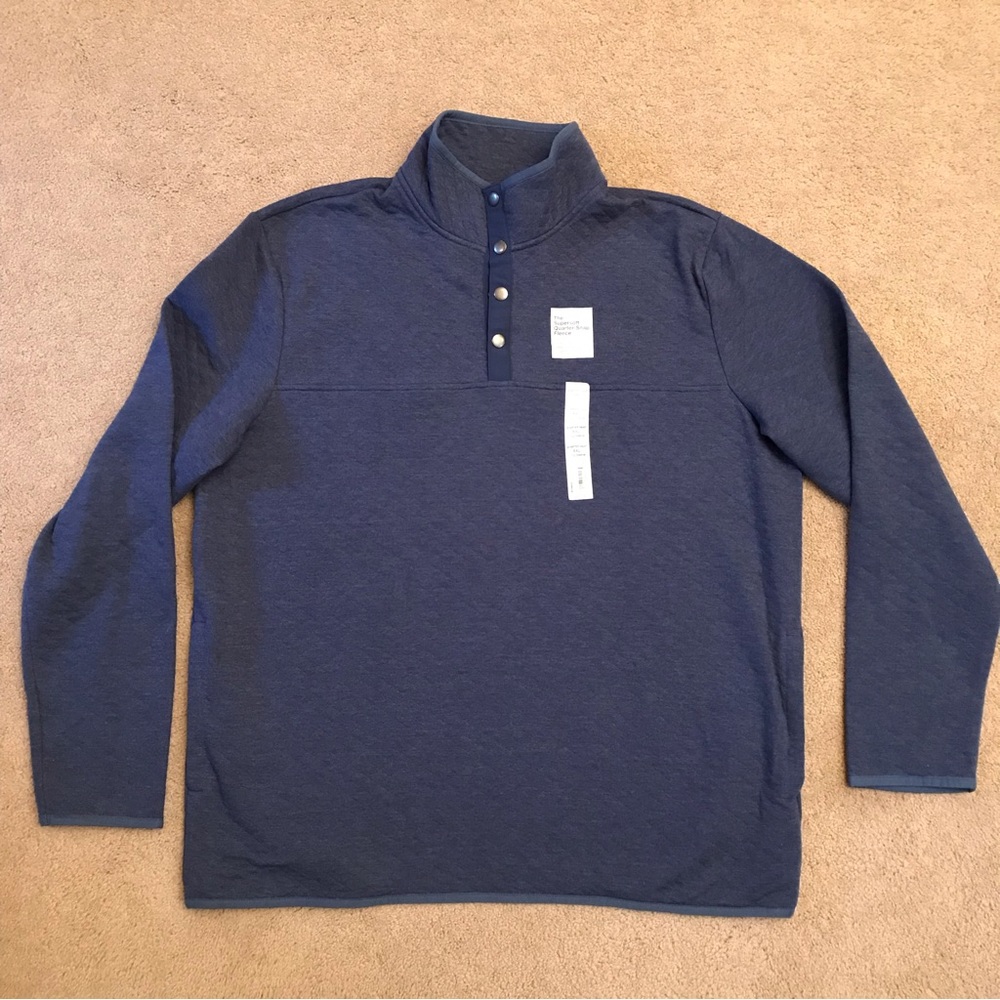 Sonoma Fleece Pullover Sweater NEW Mens XXL Blue Quarter Snap Pockets Outerwear